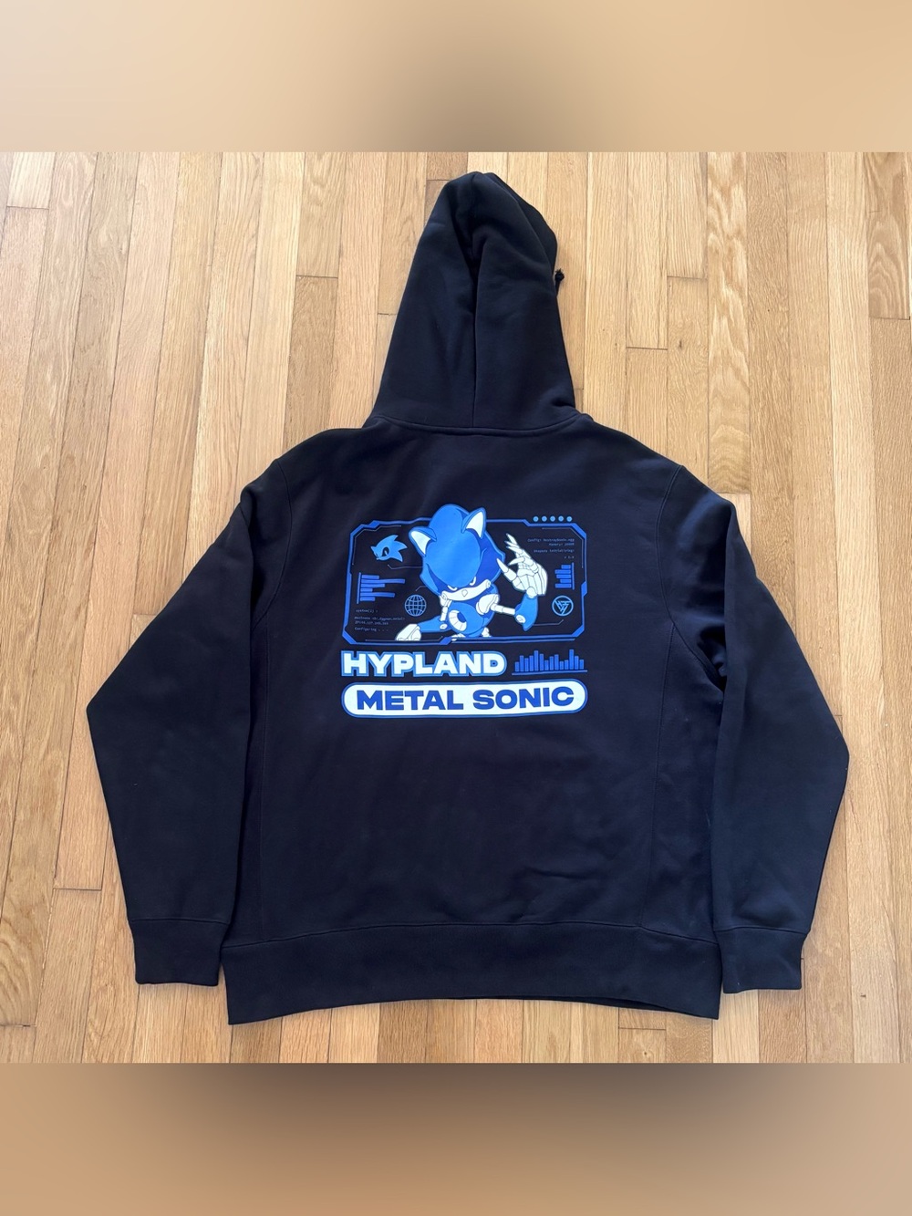 Hypland Sonic the Hedgehog Metal Sonic Hoodie Mens XL Black Graphic Pullover